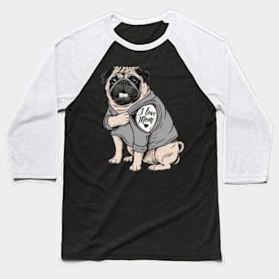 Generate a hand drawn vector design Pug.Happy mothers day (5) Baseball T-Shirt